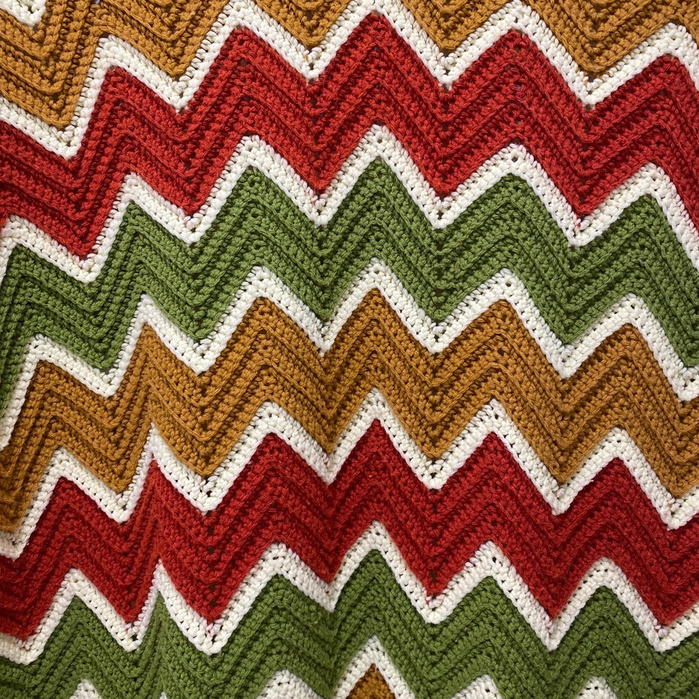 Vintage Blanket, handmade, 1970's, Size 45 inches by 65 inches